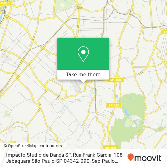Mapa Impacto Studio de Dança SP, Rua Frank Garcia, 108 Jabaquara São Paulo-SP 04342-090