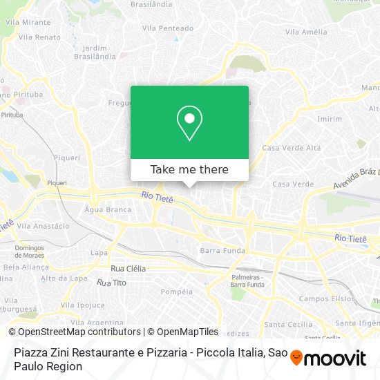 Mapa Piazza Zini Restaurante e Pizzaria - Piccola Italia