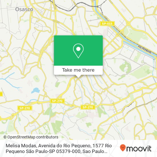 Mapa Melisa Modas, Avenida do Rio Pequeno, 1577 Rio Pequeno São Paulo-SP 05379-000