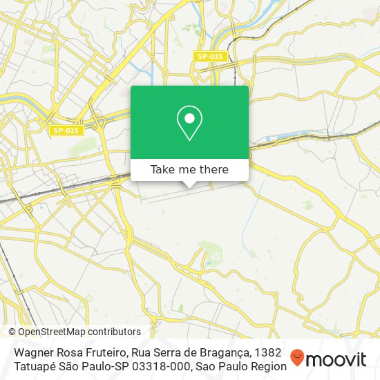 Mapa Wagner Rosa Fruteiro, Rua Serra de Bragança, 1382 Tatuapé São Paulo-SP 03318-000