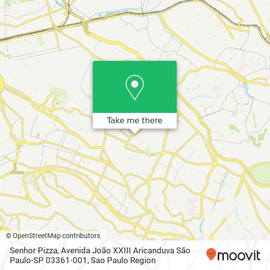 Mapa Senhor Pizza, Avenida João XXIII Aricanduva São Paulo-SP 03361-001
