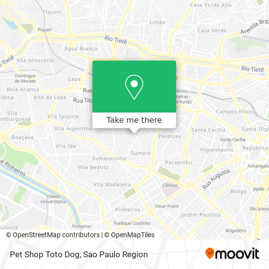 Mapa Pet Shop Toto Dog