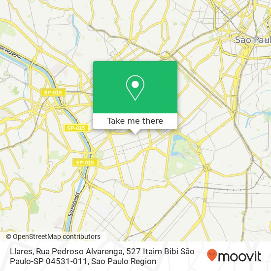 Mapa Llares, Rua Pedroso Alvarenga, 527 Itaim Bibi São Paulo-SP 04531-011