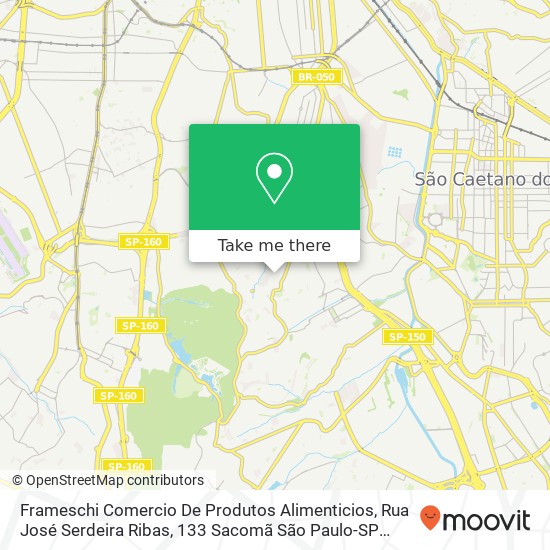 Mapa Frameschi Comercio De Produtos Alimenticios, Rua José Serdeira Ribas, 133 Sacomã São Paulo-SP 04174-135