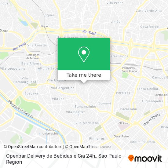 Mapa Openbar Delivery de Bebidas e Cia 24h.