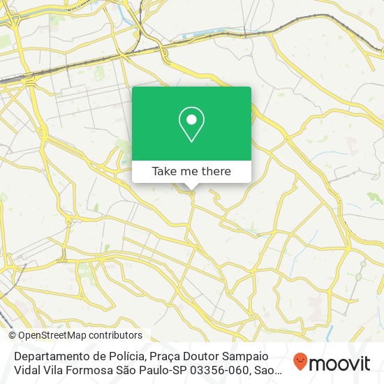 Mapa Departamento de Polícia, Praça Doutor Sampaio Vidal Vila Formosa São Paulo-SP 03356-060