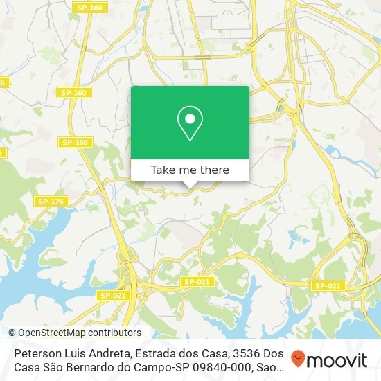 Mapa Peterson Luis Andreta, Estrada dos Casa, 3536 Dos Casa São Bernardo do Campo-SP 09840-000