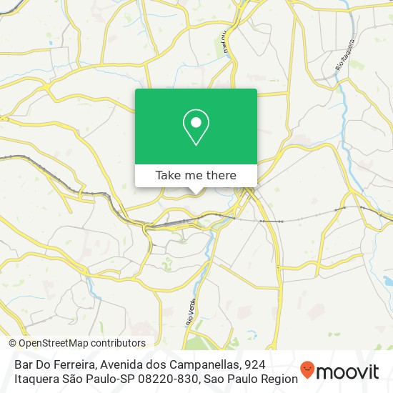 Mapa Bar Do Ferreira, Avenida dos Campanellas, 924 Itaquera São Paulo-SP 08220-830