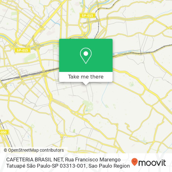 Mapa CAFETERIA BRASIL NET, Rua Francisco Marengo Tatuapé São Paulo-SP 03313-001