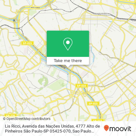 Mapa Lis Ricci, Avenida das Nações Unidas, 4777 Alto de Pinheiros São Paulo-SP 05425-070