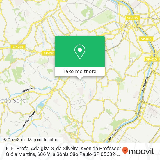 Mapa E. E. Profa. Adalgiza S. da Silveira, Avenida Professor Gióia Martins, 686 Vila Sônia São Paulo-SP 05632-020