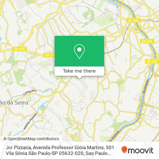 Mapa Jcr Pizzaria, Avenida Professor Gióia Martins, 501 Vila Sônia São Paulo-SP 05632-020
