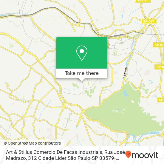 Mapa Art & Stillus Comercio De Facas Industriais, Rua José Madrazo, 312 Cidade Líder São Paulo-SP 03579-070