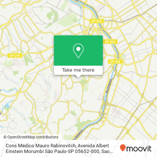 Mapa Cons Médico Mauro Rabinovitch, Avenida Albert Einstein Morumbi São Paulo-SP 05652-000