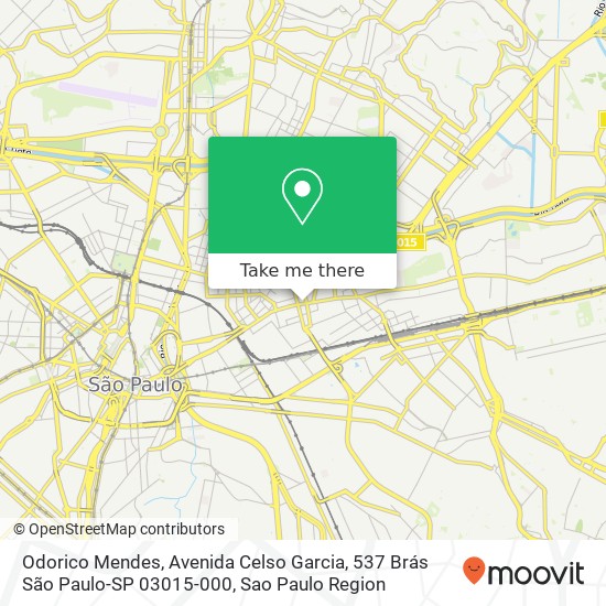 Mapa Odorico Mendes, Avenida Celso Garcia, 537 Brás São Paulo-SP 03015-000