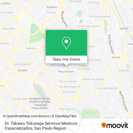 Mapa Dr. Takawo Tokunaga Servicos Medicos Especializados