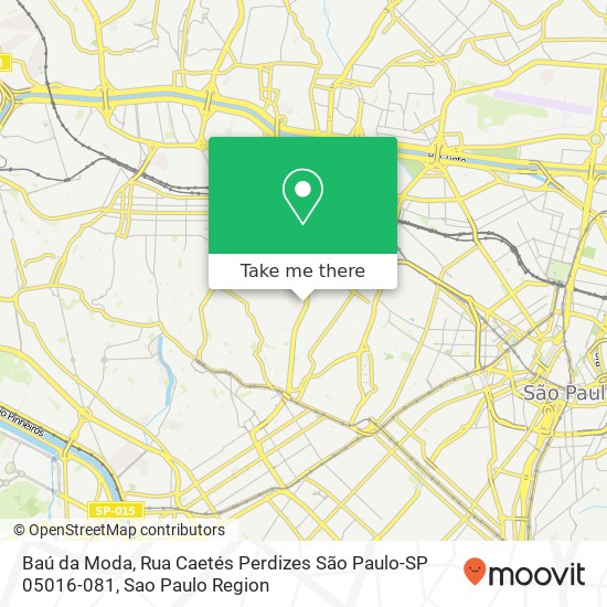 Mapa Baú da Moda, Rua Caetés Perdizes São Paulo-SP 05016-081