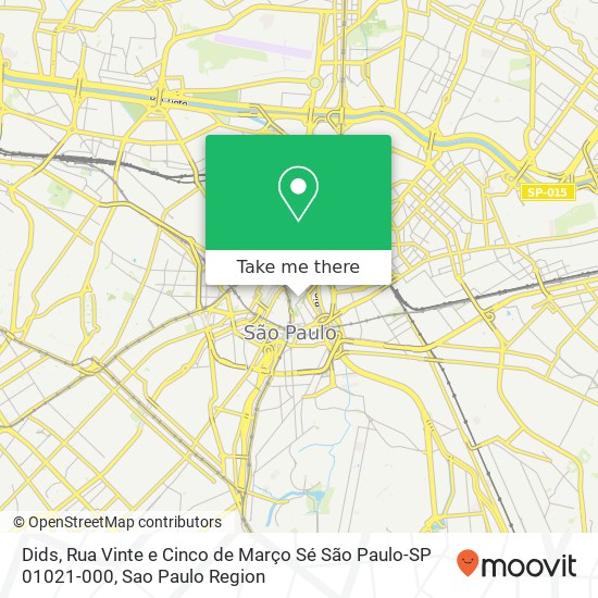 Mapa Dids, Rua Vinte e Cinco de Março Sé São Paulo-SP 01021-000