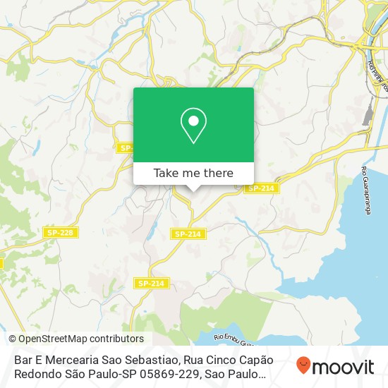 Mapa Bar E Mercearia Sao Sebastiao, Rua Cinco Capão Redondo São Paulo-SP 05869-229