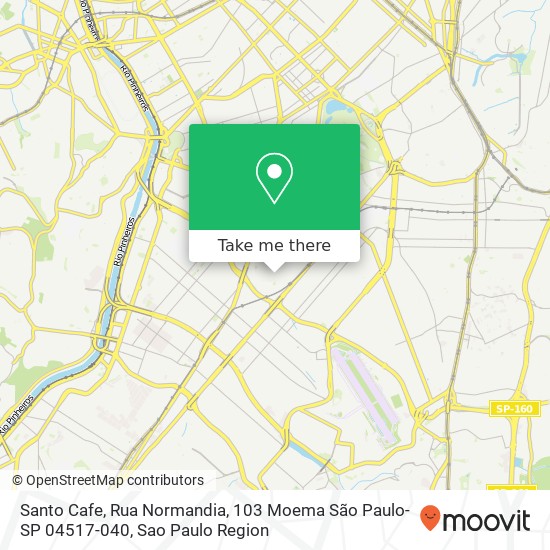 Mapa Santo Cafe, Rua Normandia, 103 Moema São Paulo-SP 04517-040