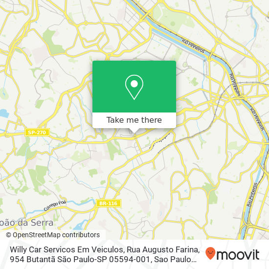 Willy Car Servicos Em Veiculos, Rua Augusto Farina, 954 Butantã São Paulo-SP 05594-001 map