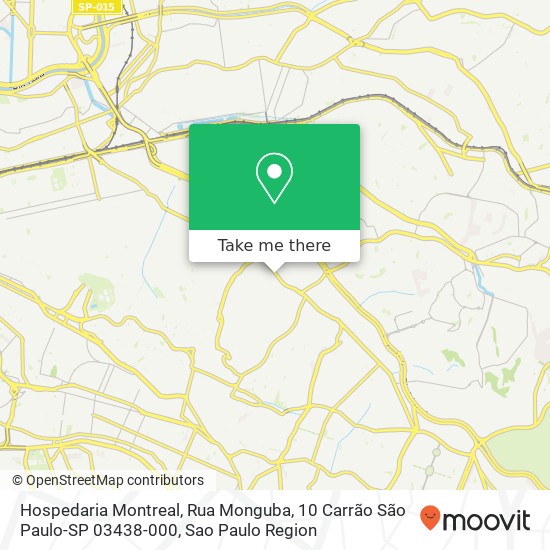 Mapa Hospedaria Montreal, Rua Monguba, 10 Carrão São Paulo-SP 03438-000