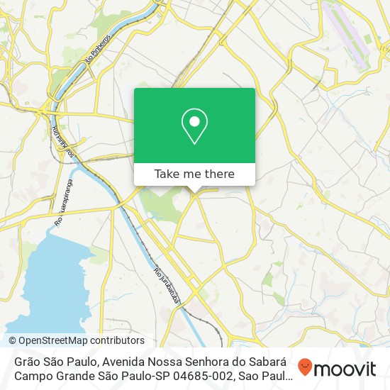 Mapa Grão São Paulo, Avenida Nossa Senhora do Sabará Campo Grande São Paulo-SP 04685-002