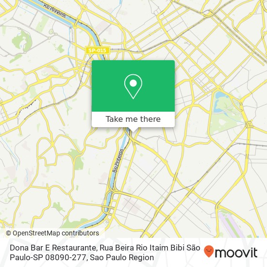 Mapa Dona Bar E Restaurante, Rua Beira Rio Itaim Bibi São Paulo-SP 08090-277