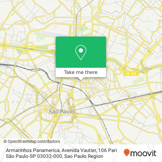 Mapa Armarinhos Panamerica, Avenida Vautier, 106 Pari São Paulo-SP 03032-000