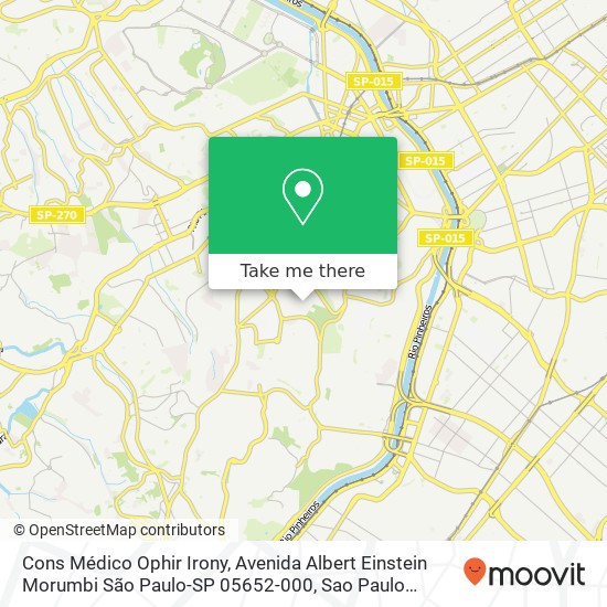 Mapa Cons Médico Ophir Irony, Avenida Albert Einstein Morumbi São Paulo-SP 05652-000