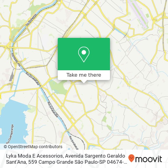 Mapa Lyka Moda E Acessorios, Avenida Sargento Geraldo Sant'Ana, 559 Campo Grande São Paulo-SP 04674-225