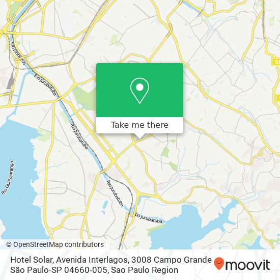 Mapa Hotel Solar, Avenida Interlagos, 3008 Campo Grande São Paulo-SP 04660-005