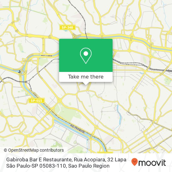 Gabiroba Bar E Restaurante, Rua Acopiara, 32 Lapa São Paulo-SP 05083-110 map