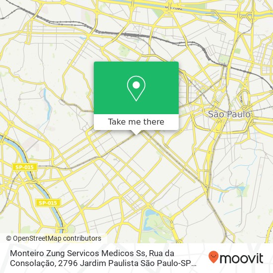 Mapa Monteiro Zung Servicos Medicos Ss, Rua da Consolação, 2796 Jardim Paulista São Paulo-SP 01416-000