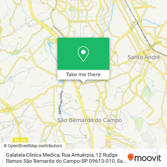 Mapa Galateia Clinica Medica, Rua Antuérpia, 12 Rudge Ramos São Bernardo do Campo-SP 09613-010