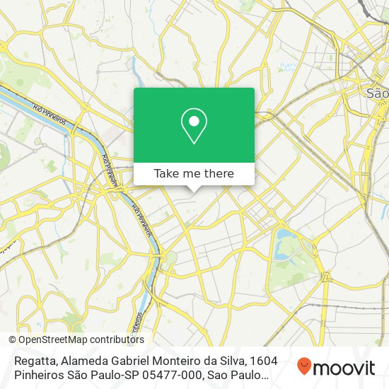 Mapa Regatta, Alameda Gabriel Monteiro da Silva, 1604 Pinheiros São Paulo-SP 05477-000
