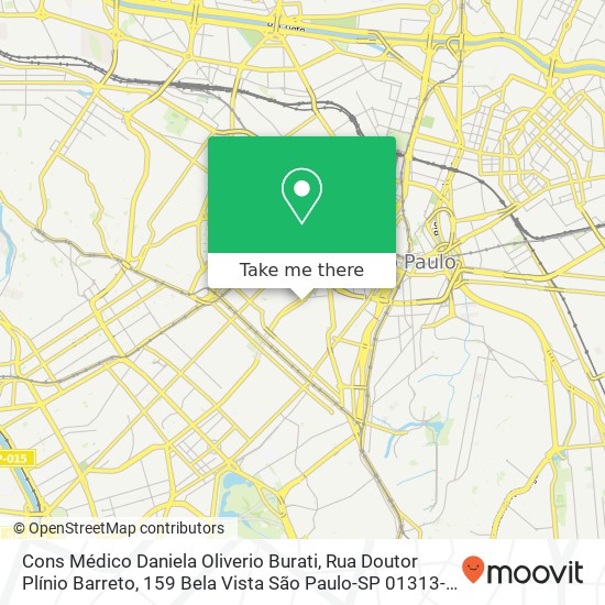 Mapa Cons Médico Daniela Oliverio Burati, Rua Doutor Plínio Barreto, 159 Bela Vista São Paulo-SP 01313-020