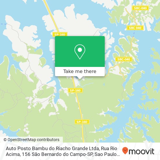 Mapa Auto Posto Bambu do Riacho Grande Ltda, Rua Rio Acima, 156 São Bernardo do Campo-SP