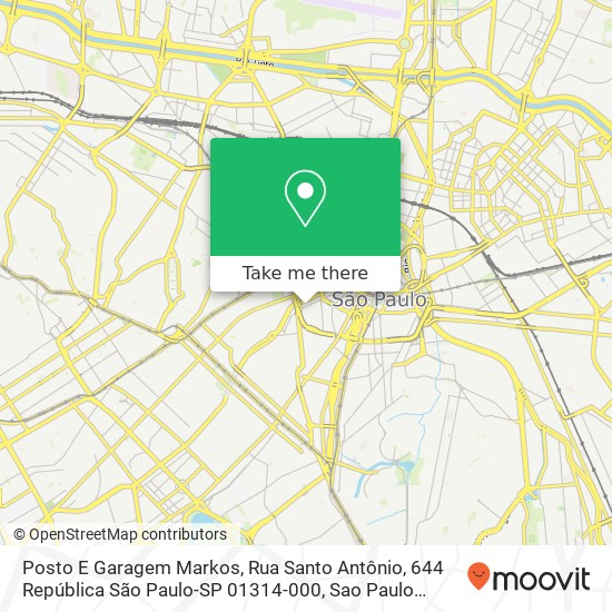 Mapa Posto E Garagem Markos, Rua Santo Antônio, 644 República São Paulo-SP 01314-000