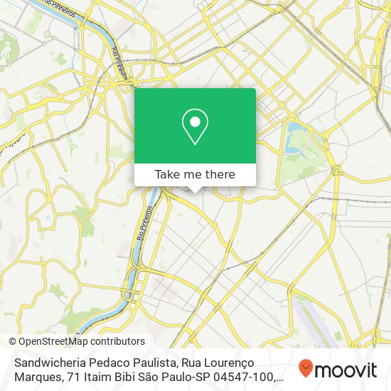 Mapa Sandwicheria Pedaco Paulista, Rua Lourenço Marques, 71 Itaim Bibi São Paulo-SP 04547-100