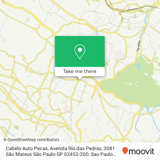 Mapa Cabelo Auto Pecas, Avenida Rio das Pedras, 3081 São Mateus São Paulo-SP 03452-200