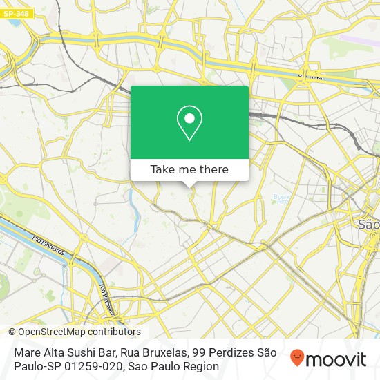 Mapa Mare Alta Sushi Bar, Rua Bruxelas, 99 Perdizes São Paulo-SP 01259-020