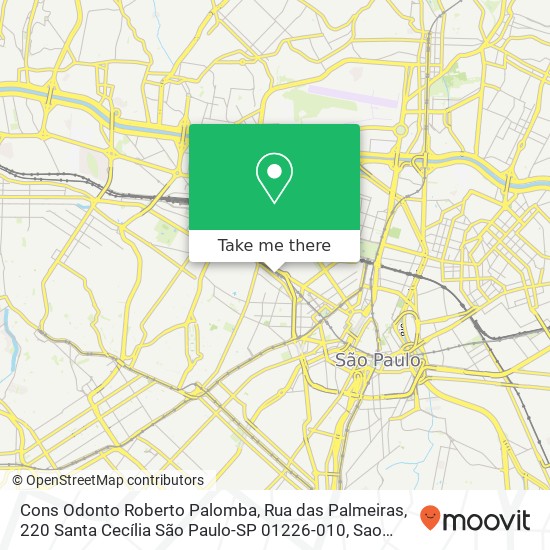 Mapa Cons Odonto Roberto Palomba, Rua das Palmeiras, 220 Santa Cecília São Paulo-SP 01226-010