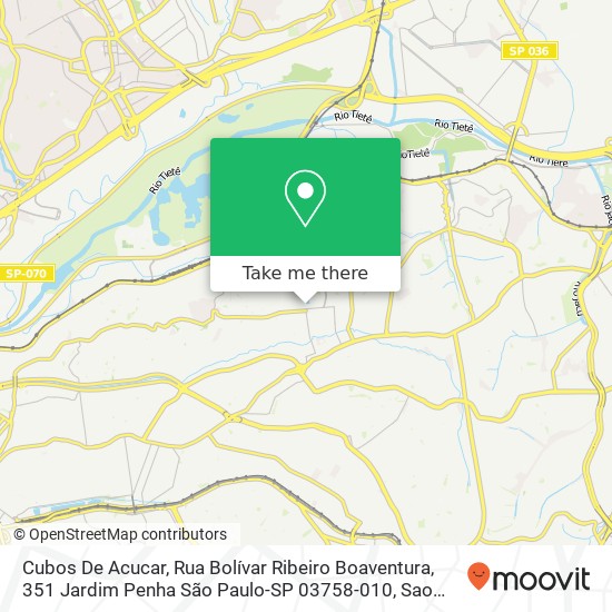 Mapa Cubos De Acucar, Rua Bolívar Ribeiro Boaventura, 351 Jardim Penha São Paulo-SP 03758-010