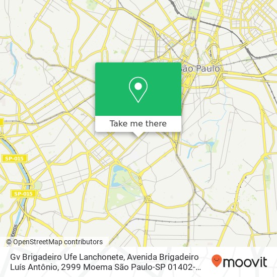 Mapa Gv Brigadeiro Ufe Lanchonete, Avenida Brigadeiro Luís Antônio, 2999 Moema São Paulo-SP 01402-000
