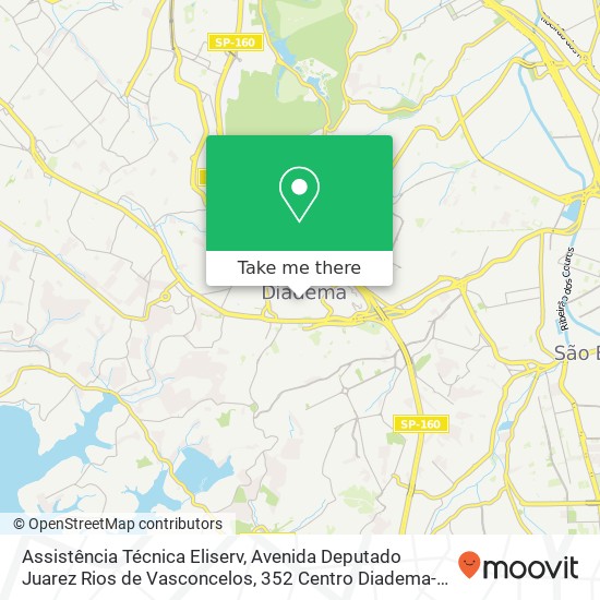 Mapa Assistência Técnica Eliserv, Avenida Deputado Juarez Rios de Vasconcelos, 352 Centro Diadema-SP 09920-610