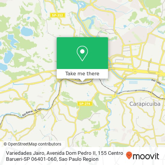 Mapa Variedades Jairo, Avenida Dom Pedro II, 155 Centro Barueri-SP 06401-060