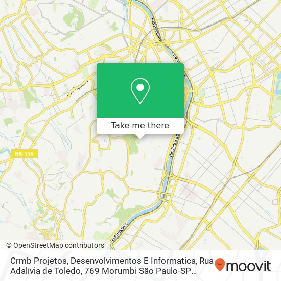 Mapa Crmb Projetos, Desenvolvimentos E Informatica, Rua Adalívia de Toledo, 769 Morumbi São Paulo-SP 05683-000