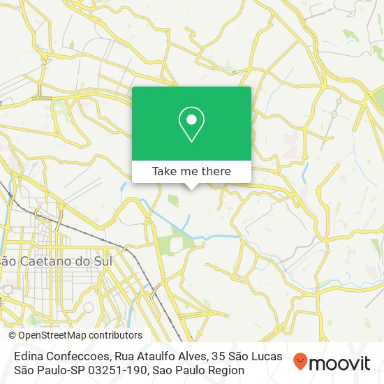 Mapa Edina Confeccoes, Rua Ataulfo Alves, 35 São Lucas São Paulo-SP 03251-190