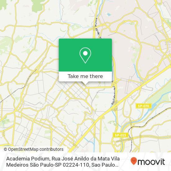 Mapa Academia Podium, Rua José Anildo da Mata Vila Medeiros São Paulo-SP 02224-110